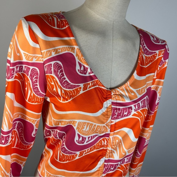 Twik Orange and Purple Patterned Blouse L - Picture 4 of 10